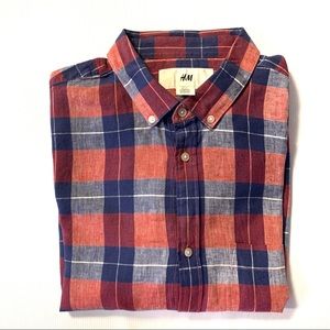 Men’s H&M Blue and Red Plaid Button Down Shirt